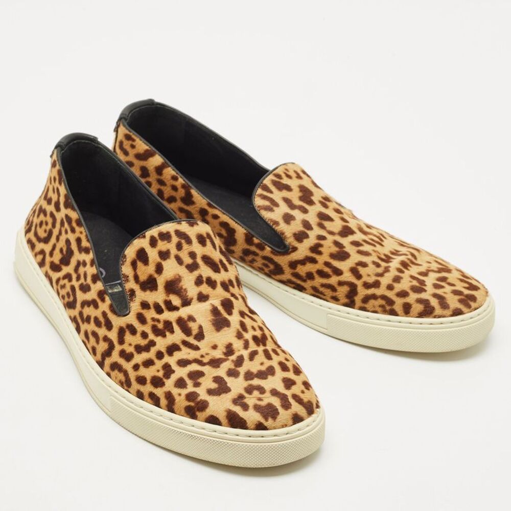 Saint Laurent Brown/black Calf Hair And Leather Slip On Sneakers Size 44 - Picture 4 of 7